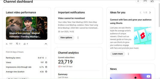 ✅ Artist Channel | ✅ 23K+ Subscribers | ✅ 4M+ Lifetime Views | AR VISUAL