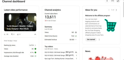 Monetization : Yes ✅ | ✅ 13K+ Subscribers | ✅ 2.5M+ Lifetime Views | WOM Music