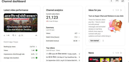 Monetization : Yes ✅ | ✅ 21K+ Subscribers | ✅ 4.9M+ Lifetime Views | CD News Original