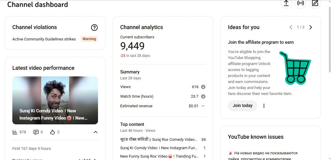 Monetization : Yes ✅ | ✅ 9K+ Subscribers | ✅ 1.6M+ Lifetime Views | ✅ HIGH LEVEL COMEDY