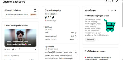 Monetization : Yes ✅ | ✅ 9K+ Subscribers | ✅ 1.6M+ Lifetime Views | ✅ HIGH LEVEL COMEDY