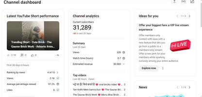 Monetization : Yes ✅ | ✅ 31K+ Subscribers | ✅ 21M+ Lifetime Views | The Gaurav Brick Work