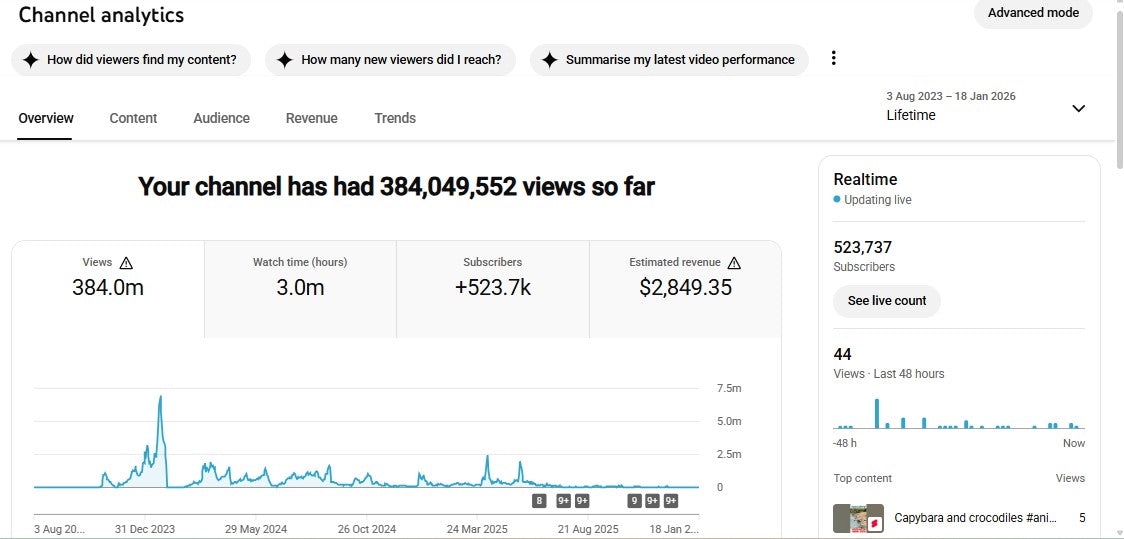 Monetization : Yes ✅ | ✅ 523K+ Subscribers | ✅ 384M+ Lifetime Views | LB Explore