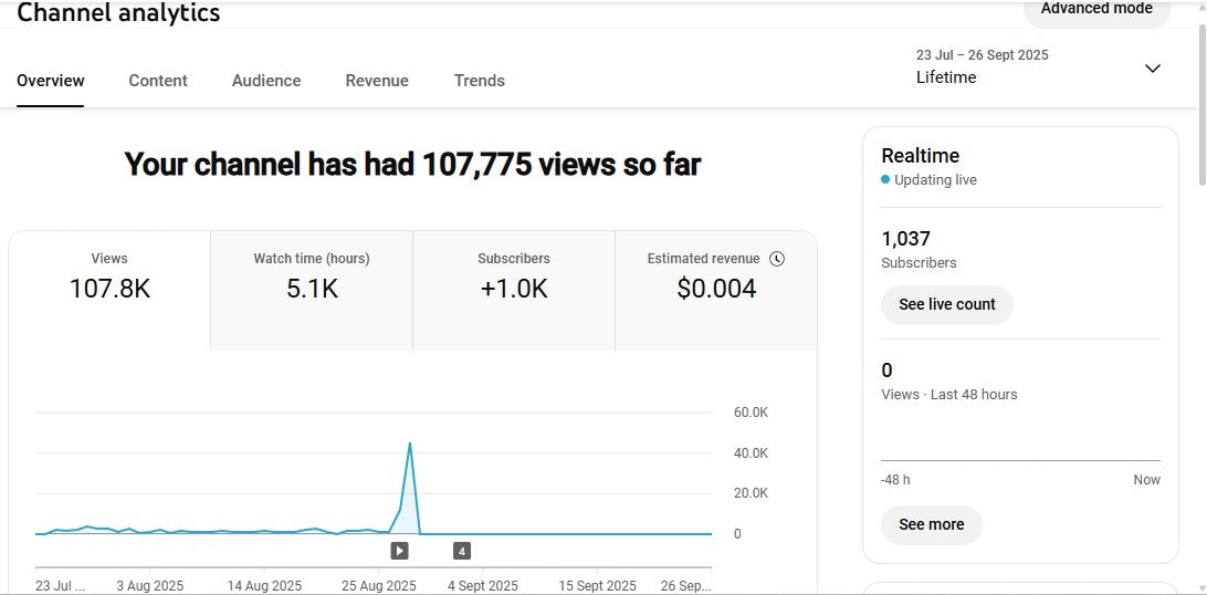 Monetization : Yes ✅ | ✅ 1K+ Subscribers | ✅ 107K+ Lifetime Views | LuckyDrive Gaming